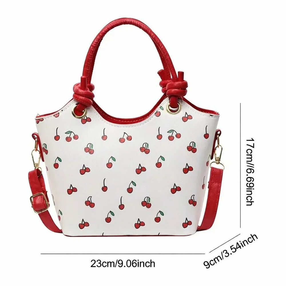 Small Cherry Print Top Handle Crossbody Bag Red & White Structured Purse NWT - Picture 7 of 7